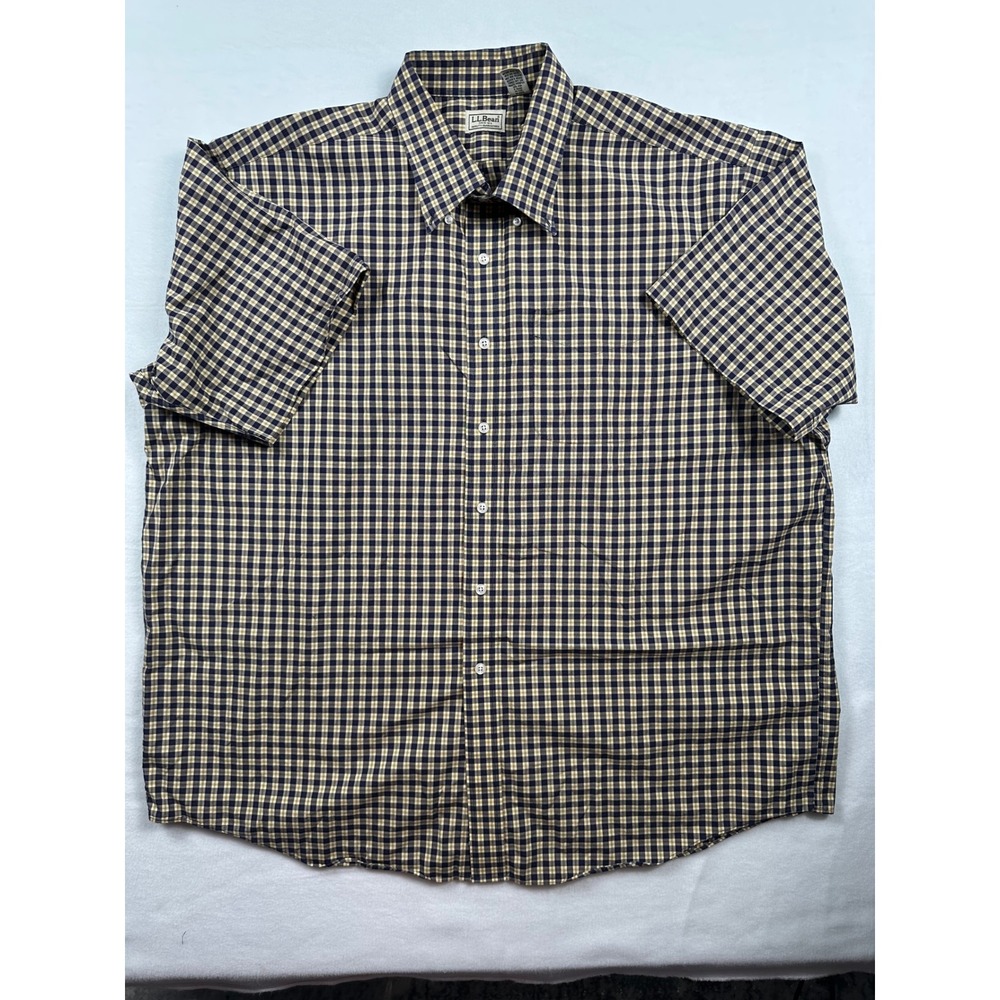 LL Bean Men's Plaid Button Down Shirt XXL REG Short Sleeve Casual Outdoor